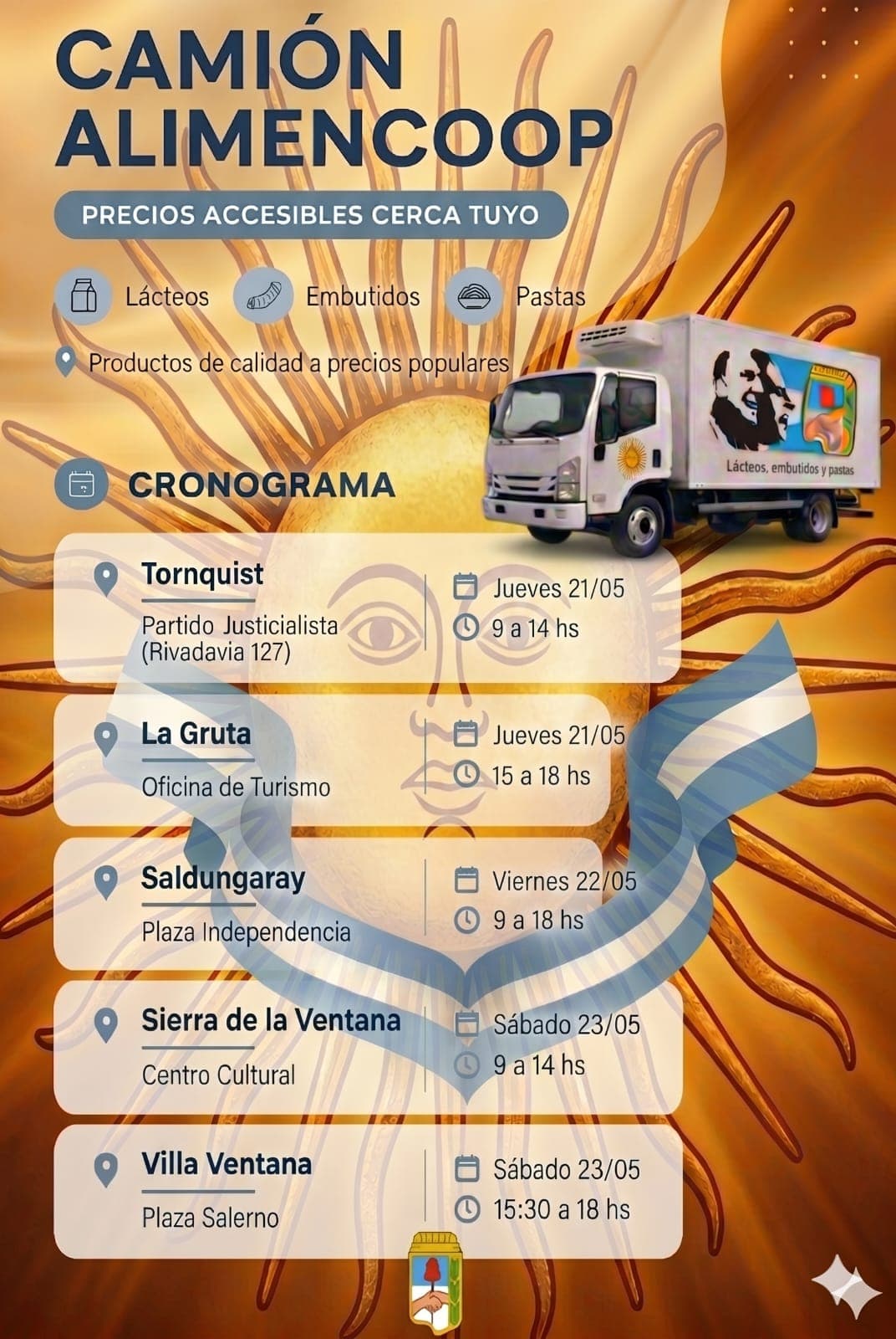 Cronograma para mayo del camión Alimencoop